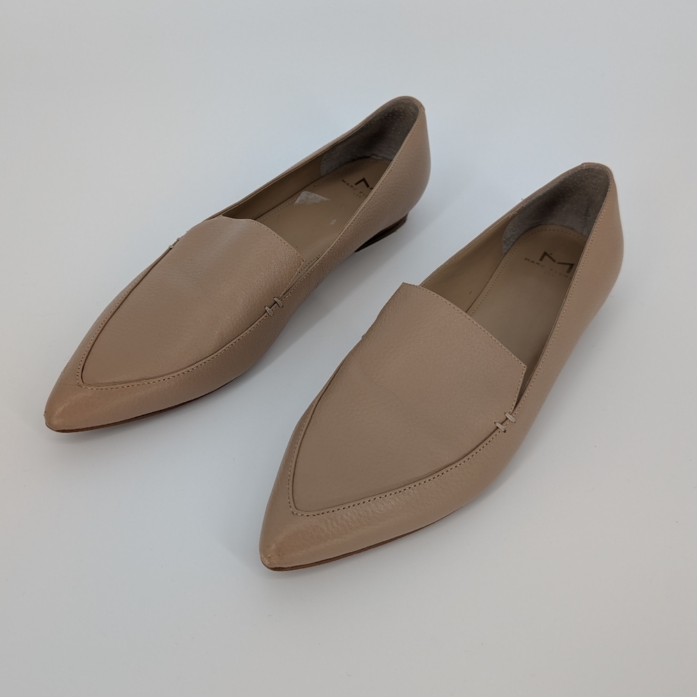 Marc Fisher Genuine Leather Pointed Toe Flats | 9M | Taupe Neutral Beige Cream - Picture 2 of 16